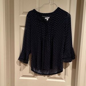 Charter Club Navy Patterned Blouse